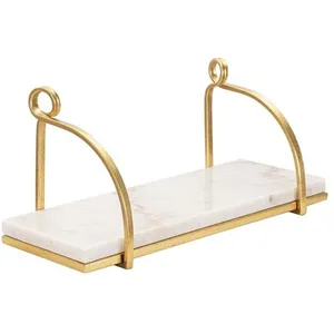 Mauroferretti - tagère murale, étagère glam en métal doré et marbre blanc Marble pas cher