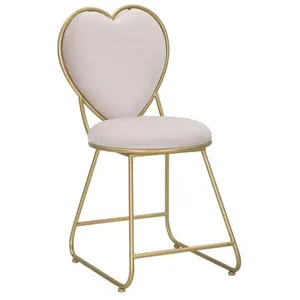 Chaise en métal doré et tissu Heart 37 x 47 x 80 cm pas cher