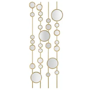 Décoration Murale en Métal Mur de Miroirs 90cm Or pas cher