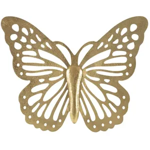 Panneau décoratif 3D en métal doré papillon 43x2x35 cm pas cher