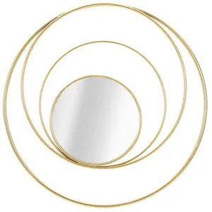 Miroir de mur avec des cercles en métal doré Ø 80x35  cm pas cher