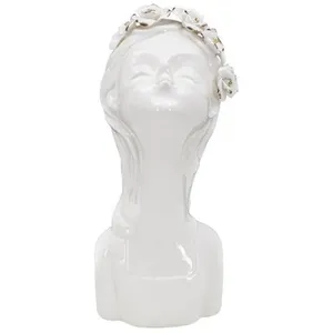 Vase en porcelaine blanc 10x14x26 cm pas cher