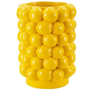 Vase en résine jaune composé de citrons Ø 21x28 cm pas cher