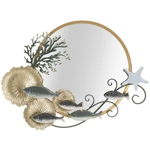 Miroir mural avec poissons en métal multicolore 889x76x654 cm pas cher