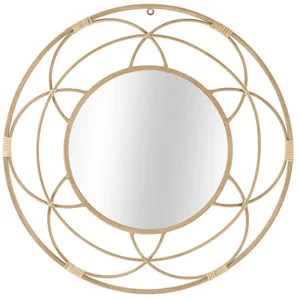 Miroir mural en métal marron Ø 60x3 cm pas cher