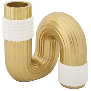 Vase décoratif - Résine doré et blanc - 105x105x127 cm - Style contemp...