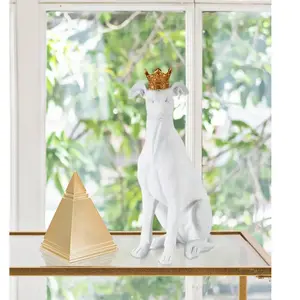 Statuette figurine de chien blanc 20x125x33 cm. pas cher