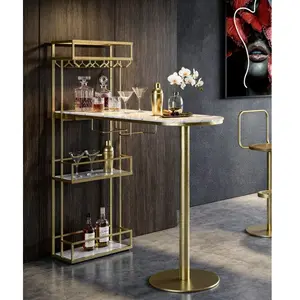 Comptoir de Bar Luxy 150cm Or & Blanc pas cher