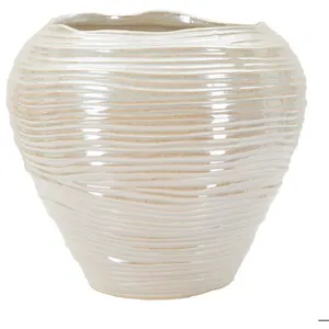 Vase Mauro Ferretti Perly Round - Beige - 27x24 cm pas cher