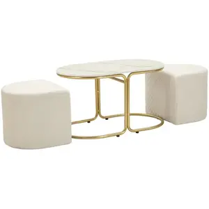 Table basse avec 2 tabourets Mauro Ferretti Relax pas cher