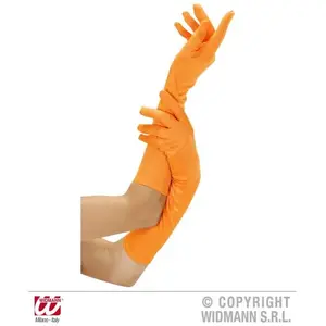Gants Longs Néon Orange - WIDMANN - Fille - Enfant - Intérieur - Blanc pas cher