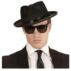 Comparateur de prix : Kit Accessoires Blues Brother - WIDMANN - Adulte Noir - Chapeau de gangster - Lunettes noires - Costume