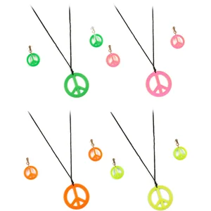 Widmann 53281 Parure de bijoux hippie, collier et boucles d'oreilles Rose Flower Power, Peace, demoiselle d'honneur, fête à thème, carnaval pas cher