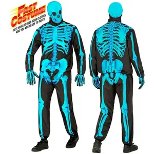 WIDMANN - Neonblauw skeletkostuum voor volwassenen - L pas cher