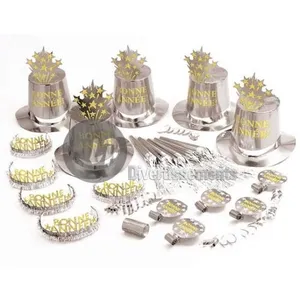 SMIFFY´S kit party bonne année argent pour 10 personnes pas cher