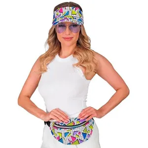 WIDMANN Duo Visière et sac banane mode funk années 80 - Blanc pas cher