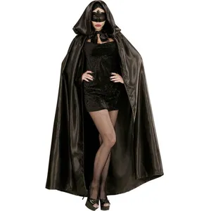Widmann Cape à capuche satinée noire adulte - Marque 230143 - Intérieur - Mixte - Satin pas cher