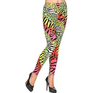 Widmann - Leeuw & Tijger & Luipaard & Panter Kostuum - 80s Legging Jungle Disco - Geel, Groen - Large / XL - Carnavalskleding - Verkleedkleding pas cher