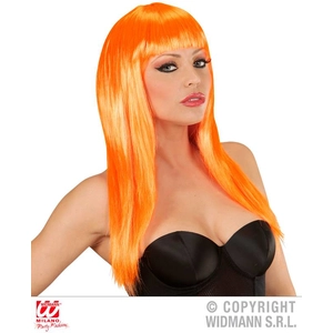 WIDMANN - Oranje glamourpruik voor dames - Pruiken pas cher