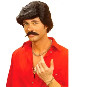 Widmann Perruque Play Boy Avec Moustaches Noires - Noir pas cher