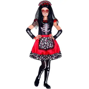 WIDMANN - Zwarte en rode Dia de los Muertos skelet outfit voor kinderen - 140 (8-10 jaar) pas cher