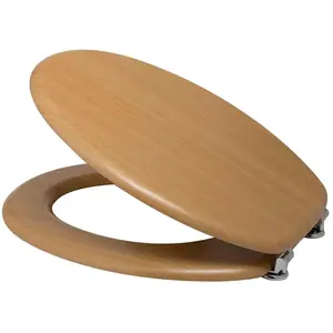 Idralite - Abattant wc hêtre siège de toilette en mdf lisse avec couve... pas cher