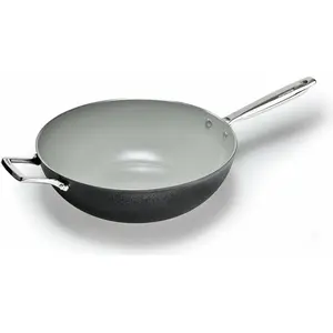 Moneta Alluflon Wok Armonia Finegres 32cm avec, Poêle + casserole, Noir, Gris