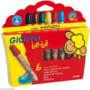 Crayons GIOTTO bébé - Étui de 6 Maxi crayons de couleur pas cher