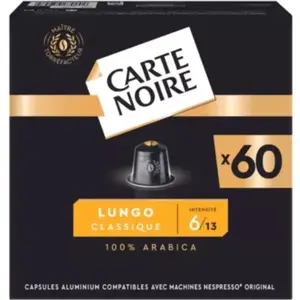 CARTE NOIRE Café capsules Lungo Classique n°6 compatibles Nespresso (60 capsules) pas cher
