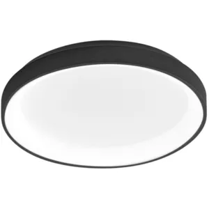 Krizia - Plafonnier LED dimmable 30W 3000K - Lumière chaude 2600lm, diffuseur opale, cadre noir, d.27 cm, design moderne pas cher