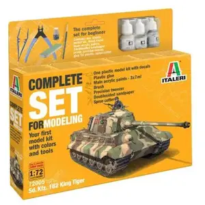 Italeri Modelbouwpakket Militaire voertuigen - 72005 SD.KFZ. 182 King Tiger Tank - Complete Set - Starter Kit Plastic - 1:72 - Modelbouw