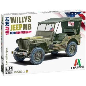 1:24 Italeri 3635 Willys Jeep MB 80th Anniversary 1941-2021 Plastic Mo... pas cher