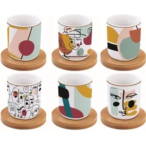 EASYLIFE COFFRET 6 TASSES A CAFE EN PORCELAINE SOUS TASSES MODERNISME - EASYLIF... pas cher