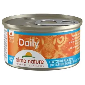 almo nature Daily - Nourriture humide complète pour chats adultes - Mousse avec thon et morue. 24 boîtes de 85G. - 2040 g pas cher