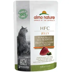 Comparateur de prix : 24x55g Almo Nature HFC Jelly filets de thon, algues - Pâtée pour chat