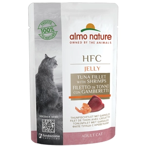 Comparateur de prix : 48x55g Almo Nature Hfc Jelly Filets De Thon, Crevettes - Pâtée Pour Chat