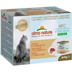 4x50g thon, crevettes HFC Natural Light Almo Nature nourriture humide pour chat pas cher