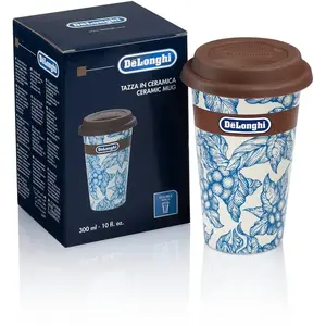 De'Longhi Travel Mug, Thermos à double paroi pour boissons chaudes et froides, facile à transporter, étui antidérapant en silicone, 300 ml de capacité, DLSC064