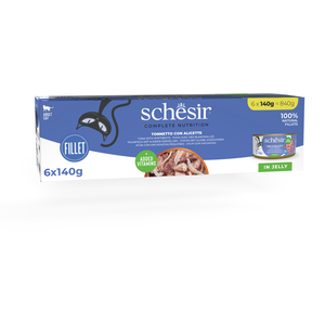 Schesir Complete Nutrition Filet en gelée 6 x 140 g pour chat - thon, blanchailles pas cher