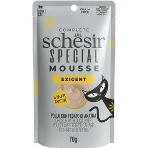 12x70g Poulet avec foie de canard Schesir Special Exigent nourriture h... pas cher