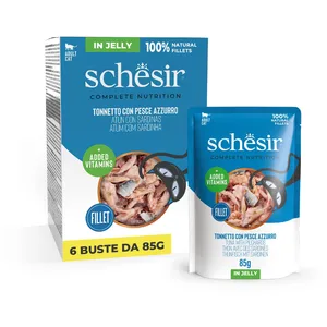 6x85g Thon avec sardines Schesir Complete Nutrition en gelée nourritur... pas cher