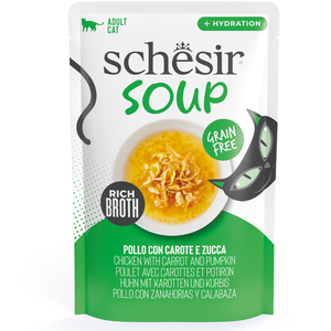 Schesir Soup 12 x 40 g pour chat - poulet,  carottes, potiron pas cher