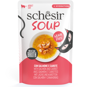 Schesir Soup 12 x 40 g pour chat - saumon, carotte pas cher