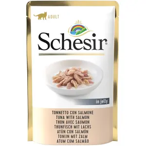 Pâtée pour chat - SCHESIR - Pack de 20 sachets 85g - Saumon - Alimentation humide - 100% naturel pas cher