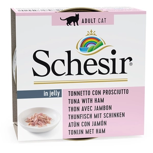 6x85g Schesir en gelée thon, jambon - Pâtée pour chat pas cher
