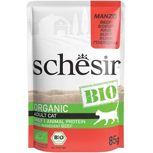 Schesir 6x85g Schesir Bio BOeuf - Sachet Pour Chat pas cher