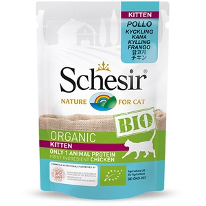5x85g Kitten poulet bio Schesir sachets pour chat + 1 sachet offert ! pas cher
