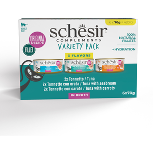Schesir Compléments en bouillon 6 x 70 g pour chat pas cher
