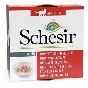 6x85g Schesir en gelée thon, crevettes - Pâtée pour chat pas cher