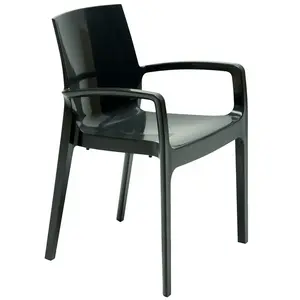Chaise - Cream - Grise anthracite - Avec accoudoirs - Design en polyca... pas cher